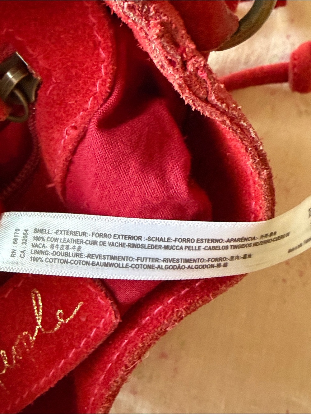 Free People Red Suede Drawstring Bucket Bag or pouch - removable strap - Picture 8 of 9